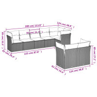 vidaXL 8-tlg. Garten-Sofagarnitur mit Kissen Schwarz Poly Rattan