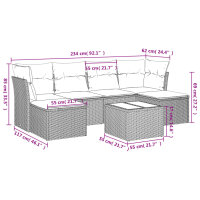 vidaXL 7-tlg. Garten-Sofagarnitur mit Kissen Schwarz Poly Rattan