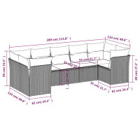 vidaXL 7-tlg. Garten-Sofagarnitur mit Kissen Beige Poly Rattan