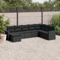 vidaXL 8-tlg. Garten-Sofagarnitur mit Kissen Schwarz Poly...