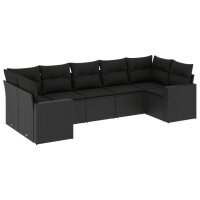 vidaXL 7-tlg. Garten-Sofagarnitur mit Kissen Schwarz Poly...