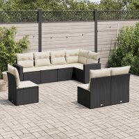 vidaXL 8-tlg. Garten-Sofagarnitur mit Kissen Schwarz Poly...