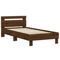 vidaXL Bettgestell mit Kopfteil Braun Eiche 75x190 cm Holzwerkstoff