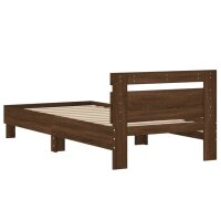 vidaXL Bettgestell mit Kopfteil Braun Eiche 75x190 cm Holzwerkstoff