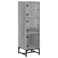 vidaXL Highboard mit Glast&uuml;ren Grau Sonoma 35x37x120 cm