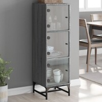 vidaXL Highboard mit Glast&uuml;ren Grau Sonoma 35x37x120 cm