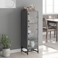 vidaXL Highboard mit Glast&uuml;ren Grau Sonoma 35x37x120 cm