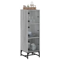 vidaXL Highboard mit Glast&uuml;ren Grau Sonoma 35x37x120 cm