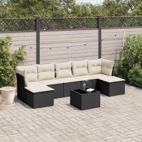 vidaXL 8-tlg. Garten-Sofagarnitur mit Kissen Schwarz Poly...