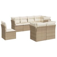 vidaXL 8-tlg. Garten-Sofagarnitur mit Kissen Beige Poly...