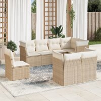 vidaXL 8-tlg. Garten-Sofagarnitur mit Kissen Beige Poly...