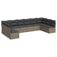 vidaXL 10-tlg. Garten-Sofagarnitur mit Kissen Grau Poly...