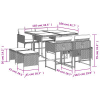 vidaXL 9-tlg. Garten-Essgruppe mit Kissen Beigemischung Poly Rattan