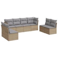 vidaXL 8-tlg. Garten-Sofagarnitur mit Kissen Beige Poly...