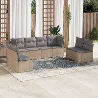 vidaXL 8-tlg. Garten-Sofagarnitur mit Kissen Beige Poly...