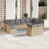 vidaXL 12-tlg. Garten-Sofagarnitur mit Kissen Beige Poly...