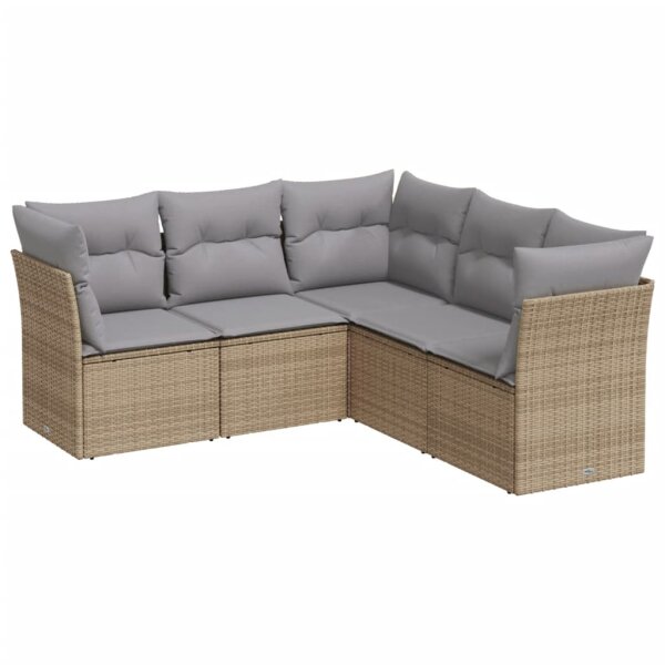 vidaXL 5-tlg. Garten-Sofagarnitur mit Kissen Beige Poly Rattan