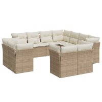 vidaXL 11-tlg. Garten-Sofagarnitur mit Kissen Beige Poly...