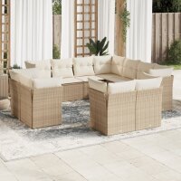 vidaXL 11-tlg. Garten-Sofagarnitur mit Kissen Beige Poly...