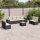 vidaXL 9-tlg. Garten-Sofagarnitur mit Kissen Schwarz Poly Rattan