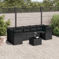 vidaXL 8-tlg. Garten-Sofagarnitur mit Kissen Schwarz Poly Rattan