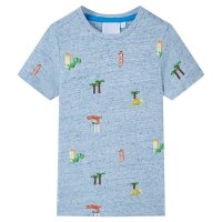 Kinder-T-Shirt Blau Melange 128