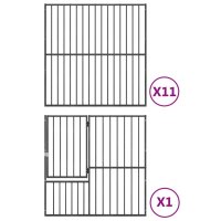 vidaXL Hundelaufstall 12-tlg. Schwarz Verzinkter Stahl