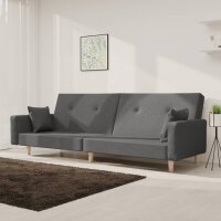 vidaXL Schlafsofa 2-Sitzer mit 2 Kissen Hellgrau Stoff