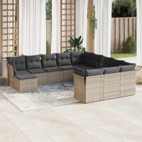 vidaXL 12-tlg. Garten-Sofagarnitur mit Kissen Grau Poly...