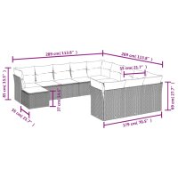 vidaXL 12-tlg. Garten-Sofagarnitur mit Kissen Grau Poly Rattan