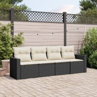 vidaXL 4-tlg. Garten-Sofagarnitur mit Kissen Schwarz Poly...