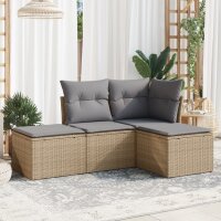 vidaXL 4-tlg. Garten-Sofagarnitur mit Kissen Beige Poly...