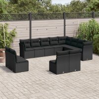 vidaXL 12-tlg. Garten-Sofagarnitur mit Kissen Schwarz...