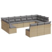 vidaXL 13-tlg. Garten-Sofagarnitur mit Kissen Beige Poly...