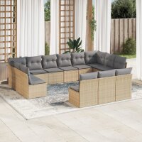 vidaXL 13-tlg. Garten-Sofagarnitur mit Kissen Beige Poly...