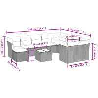 vidaXL 11-tlg. Garten-Sofagarnitur mit Kissen Schwarz Poly Rattan