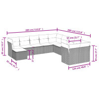 vidaXL 11-tlg. Garten-Sofagarnitur mit Kissen Beige Poly Rattan