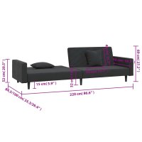 vidaXL Schlafsofa 2-Sitzer mit 2 Kissen Schwarz Samt