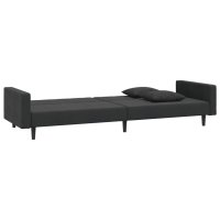 vidaXL Schlafsofa 2-Sitzer mit 2 Kissen Schwarz Samt