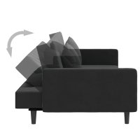 vidaXL Schlafsofa 2-Sitzer mit 2 Kissen Schwarz Samt