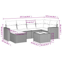 vidaXL 7-tlg. Garten-Sofagarnitur mit Kissen Schwarz Poly Rattan