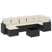 vidaXL 8-tlg. Garten-Sofagarnitur mit Kissen Schwarz Poly Rattan