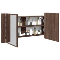 vidaXL LED-Spiegelschrank Braun Eichen-Optik 90x12x45 cm...