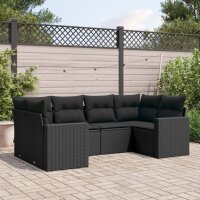 vidaXL 6-tlg. Garten-Sofagarnitur mit Kissen Schwarz Poly...