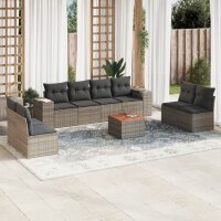 vidaXL 9-tlg. Garten-Sofagarnitur mit Kissen Grau Poly...