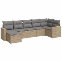 vidaXL 7-tlg. Garten-Sofagarnitur mit Kissen Beige Poly...