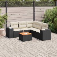 vidaXL 6-tlg. Garten-Sofagarnitur mit Kissen Schwarz Poly...