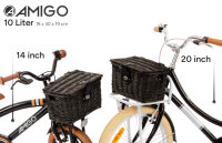 AMIGO fahrradkorb mit Deckel 10 Liter Schilf schwarz