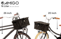 AMIGO fahrradkorb mit Deckel 16 Liter Schilfrohr schwarz