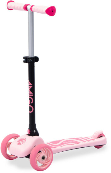 AMIGO Twister faltbarer 3-Rad-Kinderroller mit Fu&szlig;bremse rosa
